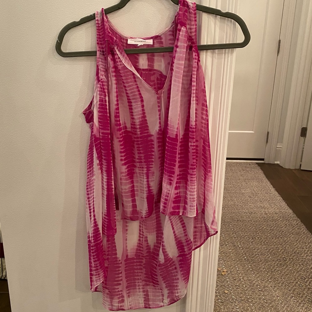 Pink Tie-Dye High-Low Tank, Size Small